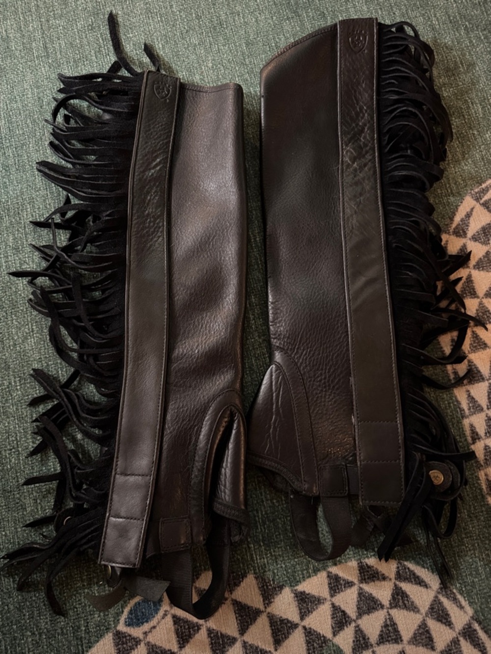 Ariat Cameo Black Leather Fringe Half Chaps - Small
